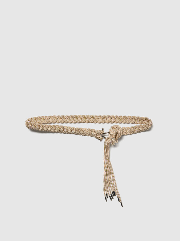 Woven belt with fringe - women's belts - Beige | Sisley image number 1